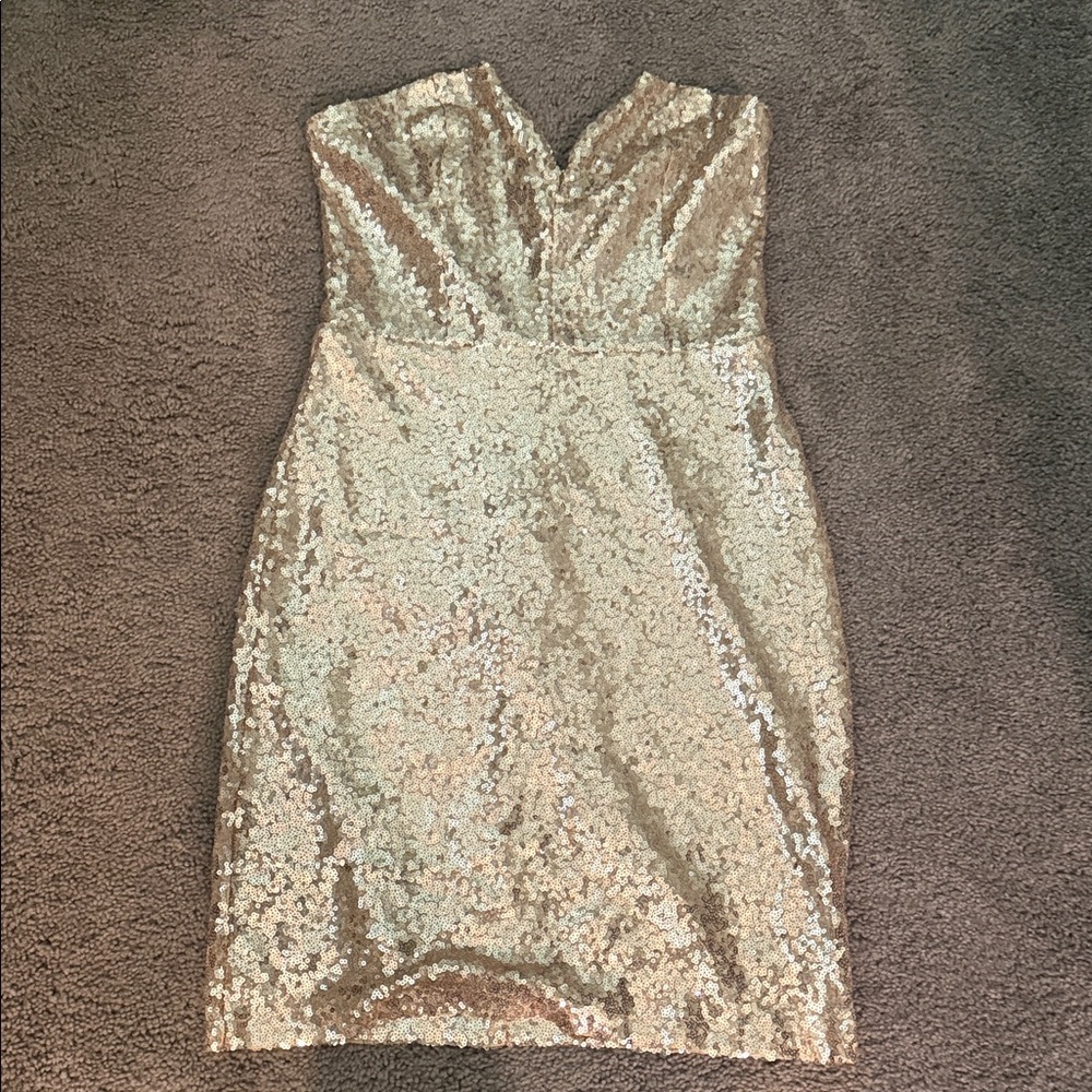 Forever 21 Strapless Gold Sequin Dress